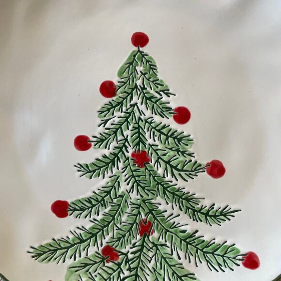 ELI + ANA Christmas Erma Tree Salad Plate 9in Set of 4 Ceramic Holiday NEW - Picture 12 of 13